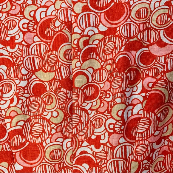 Vintage Anthracite orange white tan circle print LINEN blazer Woven buttons 6/S - Picture 14 of 16